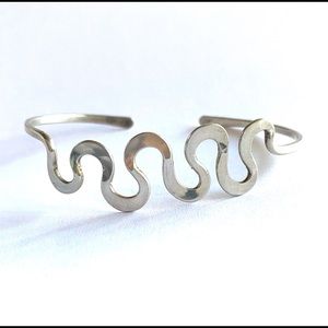 Wavy Mod Sterling Silver 925 Cuff Bangle